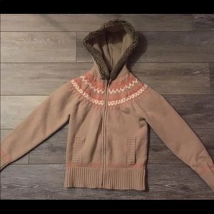 GAP Zip Up Faux Fur Hoodie